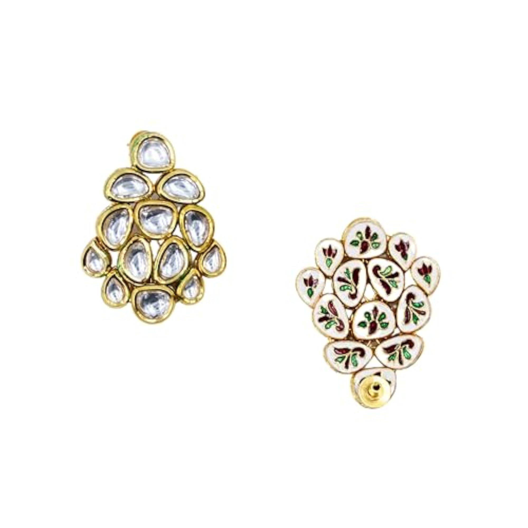 Gold Plated Meenakari Kundan Choker Necklace Set with Earrings