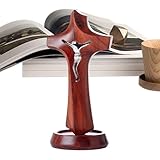 Mihauuke Kreuz Für Den Schreibtisch - Religiöse Katholische Dekoration Aus Holz - Jesus Christus Stehendes Kreuz | Für Zuhause Tisch Mittelpunkt Kirche Schreibtisch Einweihungsgeschenk Wohnzimmer