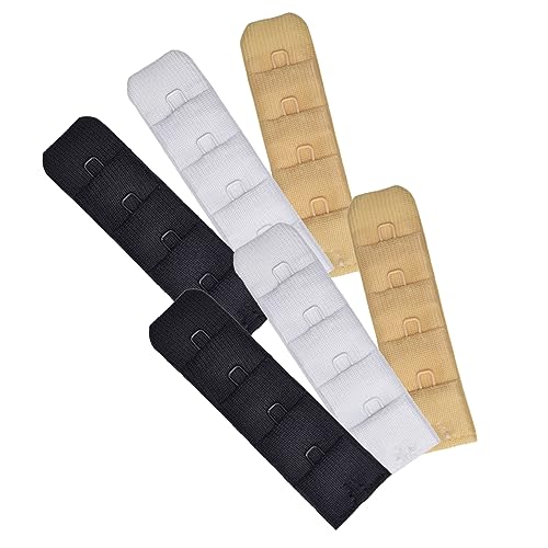 Ultra Soft Bra Extender Band Breathing Room 4 Rows Hook & Eye Extension Strap (1 Hook (6pcs/pack Black White Beige))