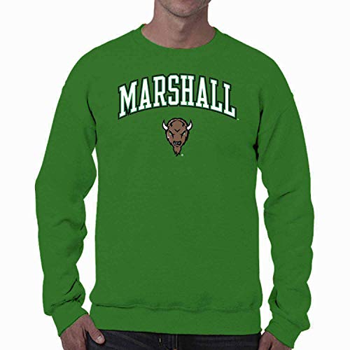 NCAA Erwachsene Arch & Logo Gameday Crewneck Sweatshirt (Marshall Thundering Herd – Grün, Medium)
