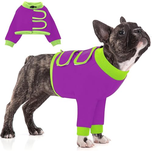 Image of KOESON Dog Recovery Sleeve for Front Legs with 100% Cotton Fabric, Soft & Breathable Dog Surgery Recovery Suit, Adjustable Elbow Protector for Dogs, Pet Long Sleeve Shirt for Front Legs, Purple M