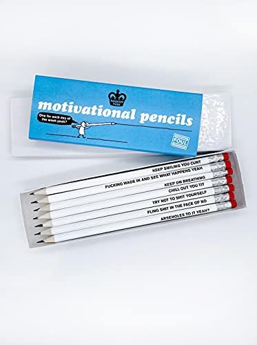 Modern Toss Official Workplace Humour - 'Motivational Pencils' - Pencil Gift Set - 7 Pack - Cheeky Stationery For The Office - Sold by Brainbox Candy