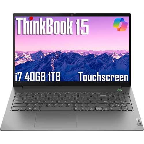 Lenovo ThinkBook 15 Gen 4 Business Laptop (15.6" IPS FHD Touchscreen, Intel 10-Core i7-1255U, 40GB RAM, 1TB SSD), FHD Webcam, Narrow Bezel, Backlit, Fingerprint, Thunderbolt 4, Win 11 Pro, Grey
