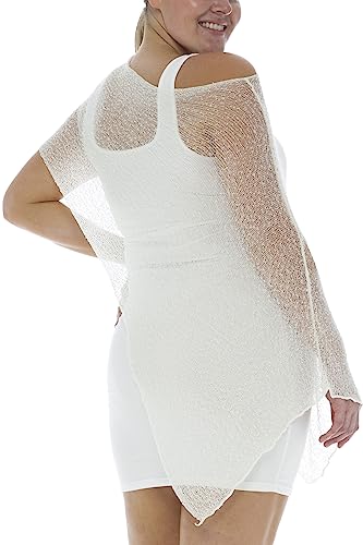 Image of Back From Bali Womens Plus Size Sheer Poncho Shrug - Lightweight Knit Pullover Bolero Sweater 2X 3X 4X