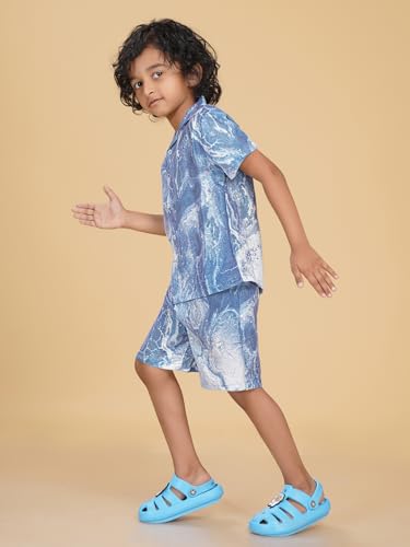 Image of Ninos Dreams Boys Cotton Rayon Coord Set with shorts /Holiday Shirt & Shorts