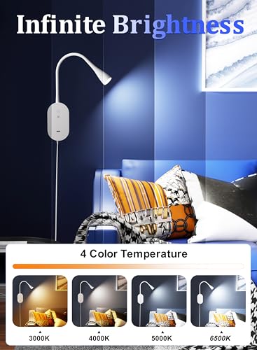 Lampe de lecture murale IRC 95+ avec variateur et 4 modes couleur - 6