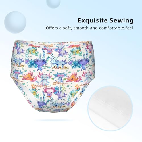 Watercolor Cute Axolotl Girls' Underwear Soft Cotton Little Girls Panties Comfort Briefs3