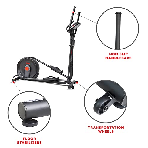 Image of Sunny Health & Fitness Elliptical Silent Exercise Machine with Long Stride | Elliptical Training with Pulse Sensor, Adjustable Resistance, Long Stride, Fully Body Workout, App Access via Bluetooth