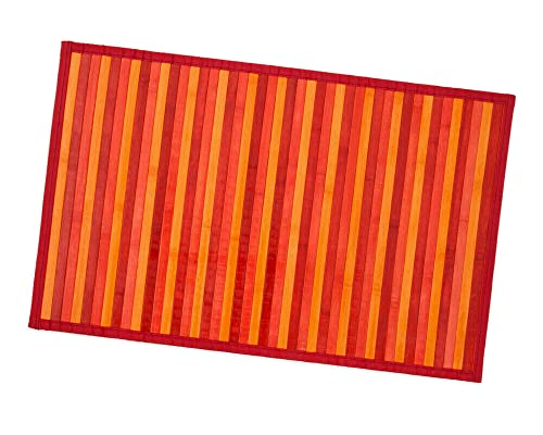 emmevi Tapis en bambou en bois, antidérapant, tapis de sol en bambou, cuisine, salle de bain, dégradé, 50 x 235 cm, rouge