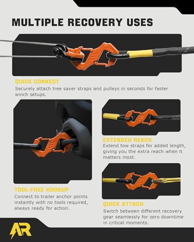 Image of 3 /8 inch S Tow Hook, G80 Steel Quick Winch Shackle 33,000Lbs Break Strength, Heavy Duty Off-Road Recovery Connect Hook for SUV, Truck, Trailer & Towing Applications, Orange