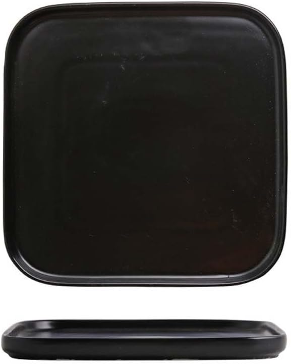 Ceramic Square Dinner Plates,8 Inch Reusable Food Serving Plate for Steak,Pasta,Salad,Snacks,Appetizer Plates,Porcelain Dessert Dishes Set of 2,Black