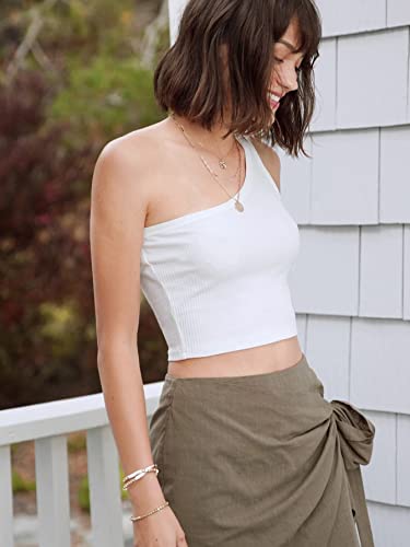 Image of Istyle Can Women's & Girls' Solid Square Neck Ribbed /Knitted Sleeveless Single Shoulder Stretchable Slim Fit Crop Tank Top