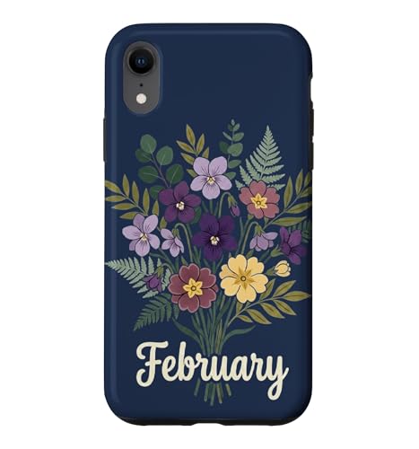February Birth Flower Violet & Primrose Floral Birthday �X�}�z�P�[�X iPhone XR �p