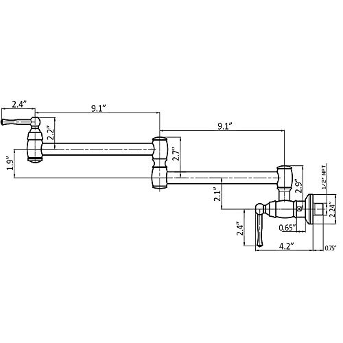 Gold Pot Filler Wall Mount-Boomhoze Brushed Gold Wall Mount Pot Filler Faucet Brass Folding Double Joint Swing Arms Oven Stove 2 Handle Wall Mount Kitchen Faucet #TOP6