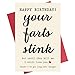 Your Farts Stink Funny Happy Birthday Card, Card for Boyfriend Him Husband Girlfriend Wife Partner