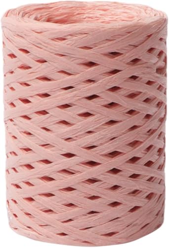 SAHENITEANA Paper Raffia Ribbon, Kraft Raffia String, Natural Raffia Craft Packing Paper Twine, DIY Supplies, Flower (Pink)