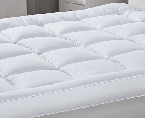 Adsin Luxury Hotel Quality Mattress Topper Double Size–10CM Extra Thick Quilted Mattress Topper for Double Bed, Soft Breathable Anti-Allergy Microfibre Fill for Added Comfort and Support, 135 x 190 cm