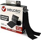 VELCRO Brand Heavy Duty Tape, 16 Foot Roll, Strong Sticky Back Adhesive Holds up to 10 lbs, Industrial Strength Fasteners for Indoor or Outdoor Use, 1-1/2in Width, Black (VEL-30838-USA) (Pack of 12)