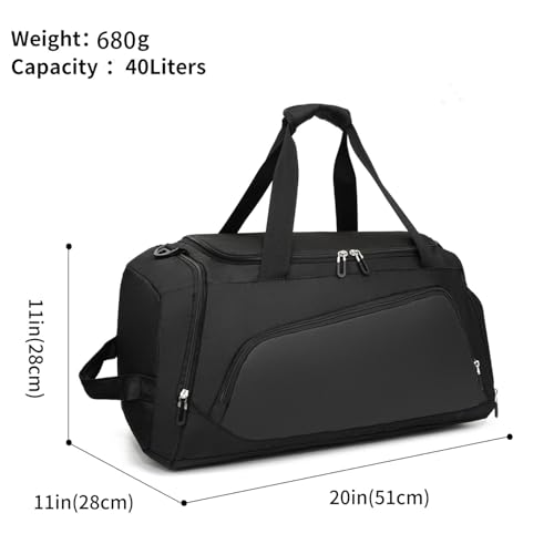 Waterproof Gym Bag with Shoe & Wet Compartment for Men/Women,Sports Duffle Bags for Workout/Fitness/Travel(Black,20"x11"x11")2