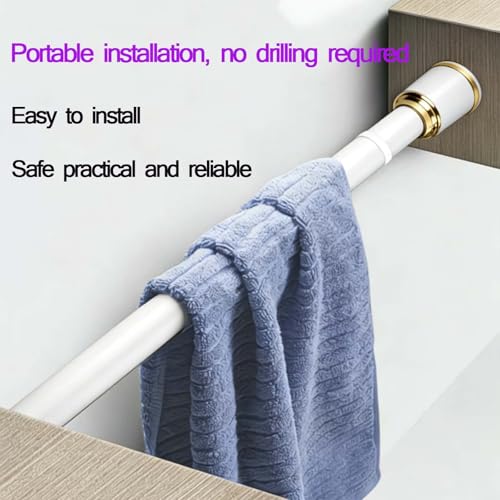Barra extensible de acero inoxidable para cortina de ducha, barra ajustable sin taladro, para sala de estar, baño, dormitorio y balcón (0,4-0,5 m)
