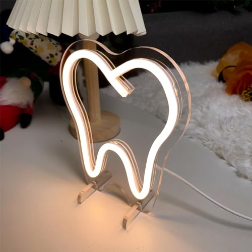 Image of Teeth Table Number Neon Sign Desk Lamp Night Light Wedding Letter LED Neon Sign Wedding Table Decorations Neon Light Shop Bedroom Home Room Decor Christmas Party Warm White USB 20x18 CM