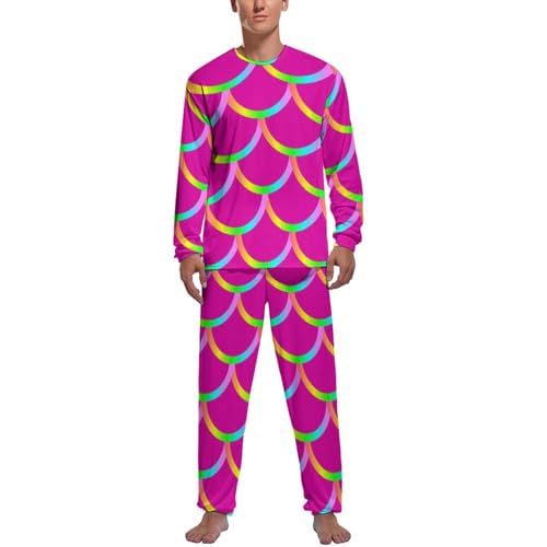 Pyjama homme rose motif écailles de sirène pour des soirées cocooning et des nuits relaxantes