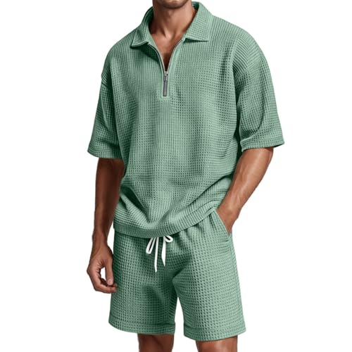 Ensemble short homme d'été décontracté GN1 XXL couleur unie avec haut à fermeture éclair