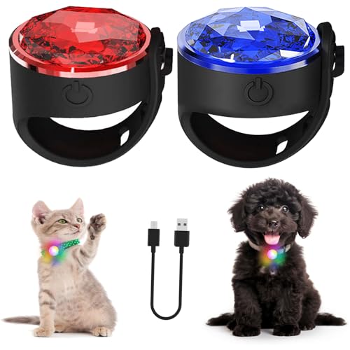 Yesbular 2-Pack Dog Lights for Night Walking Clip On, 3 Modes Rechargeable Dog Collar Light, 100% Waterproof Dog Light Up Collar. Best Dog Walking Light for Dogs/Cats