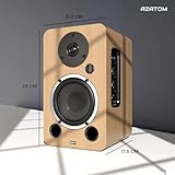 AZATOM Active Bookshelf Speakers 80W | Bluetooth | 4.5” Carbon Fibre driver, Silk Tweeter | 24bit DAC Built-in | Perfect for Music, Gaming, Vinyl Turntable, HiFi, Home Theatre Equinox M4 (Oak) - Image 8