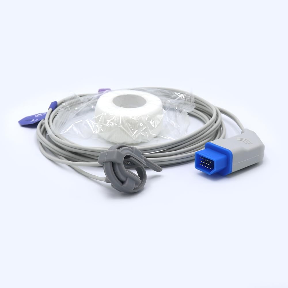 skmeditecSpO2 Sensor Compatible with Nihon Kohden Life Scope A, Life Scope J, 9.8FT Multi-Site Reusable Spo2 Probe with 14-pin Nihon Kohden Connector, Replacement Cord