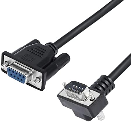RIIEYOCA 90 Degree DB9 RS232 Serial Cable, Down Angled DB9 Male to Female Adapters Cable for Data Communication 0.5M (D)