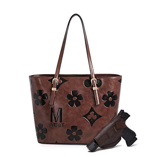 Montana West Tote Bag for Women Concealed Carry Purses Pistol Shoulder Strap Purses Bag Monogram Coffee MWC-G018CF