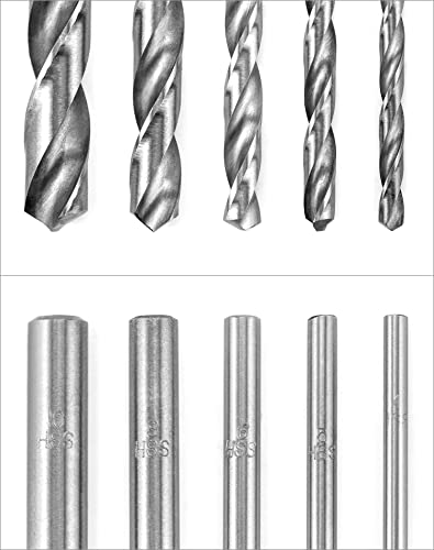 Miniatura 2 de Qwork 5 Piezas Brocas Helicoidales Extra Largas, Broca Hss De 200 Mm, Diámetro 4 Mm 5 Mm 6 Mm 8 Mm 10 Mm