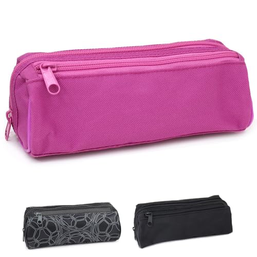 Fashion Stationery Pink Pencil Case for Teenagers High Secondary School Boys Kids Students and Girls Large 2 Compartment Pencil Cases
