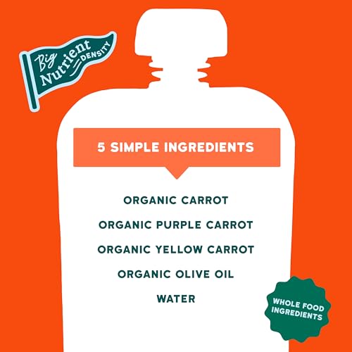Image of Serenity Kids Organic Baby Food Pouches, No Added Sugar, 3.5 Oz, 12 Pack | Veggie-First, Not Fruit-Sweet, Made Without Common Allergens, Organic Carrot Puree, No Artificial Flavors, Toddler Food