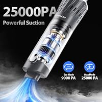 XenonLab Handheld Vacuum Cordless 25000Pa Car Vacuum 3-in-1 Handheld Vacuum, Includes Smart Display and Charging Base Hand Vac Cordless Rechargeable One-Touch Empty for Home/Pet/Car (Silver) — image 2