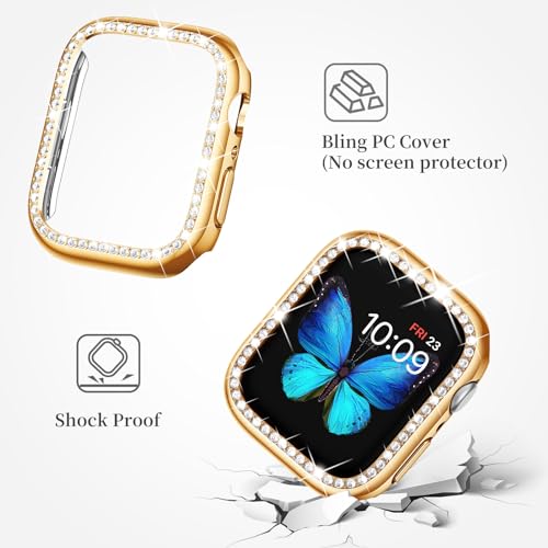 Image of SUPOIX for Apple Watch Band 42mm + Case, Bling Bands for Women (Rose Gold) | Shiny Metal Bands & 2 Pack Protective Cover Cases for iWatch Series 3 /2 /1 42mm