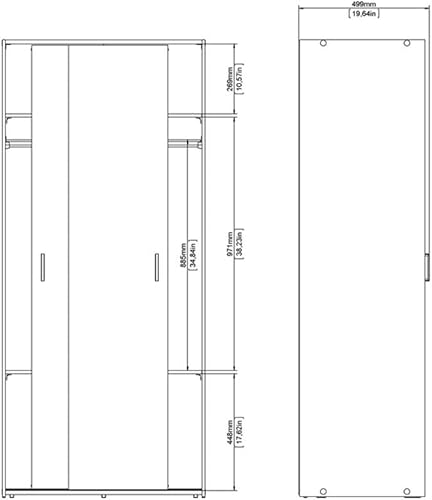 Miniatura 2 de Home Square Armario espacial con 2 puertas correderas en blanco - Juego de 2