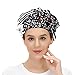 Shutiall Working Cap with Button and Sweatband Adjustable Tie Back Bouffant Hats Printed Multi Color for Woman ManRetro Patchwork Pattern