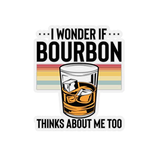 Autocollant hilarant alcoolique bourbon alcoolisé pour amateur de boissons Goût Pun Humour Fermenté Autocollants pour ordinateur portable voiture 2" × 2" / Transparent