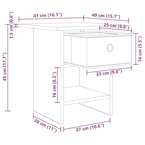 Table de chevet noire aspect chêne en bois au design moderne et finitions soignées - 3