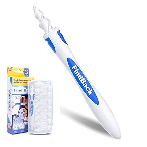 Pulisci Orecchie,Q Grips Pulisci Orecchie,Q-Grips Rimozione Cerume, Sicuro e Morbido,Sistema 360°Spirale, con Manico e 16 Punte Lavabili, Adatto per Bambini e Adulti