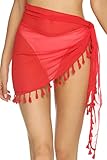 Womens Cover Ups for Swimwear Sexy Women Swimsuit Bikini Sarong Skirt for Beach Coverup Wrap Red XX-