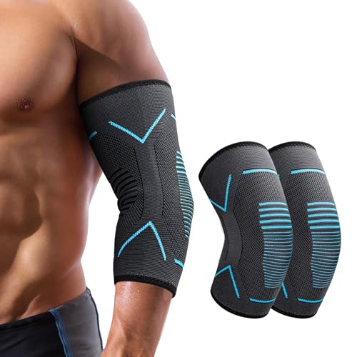 Molsdon Elbow Support for Men Women, 2 Pack Elbow Brace Compression Sleeves Support for Tennis, Golfers, Tendonitis, Weightlifting, Gym, Arthritis, Joint Pain Relief