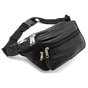 ODS:UK® REAL LEATHER BUM WAIST BAG TRAVEL HOLIDAY MONEY BELT POUCH BLACK CHANGE BUMBAG