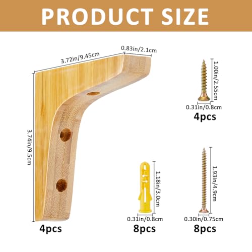 Etagere murale en bois equerre support murale avec vis 4 pcs - 3