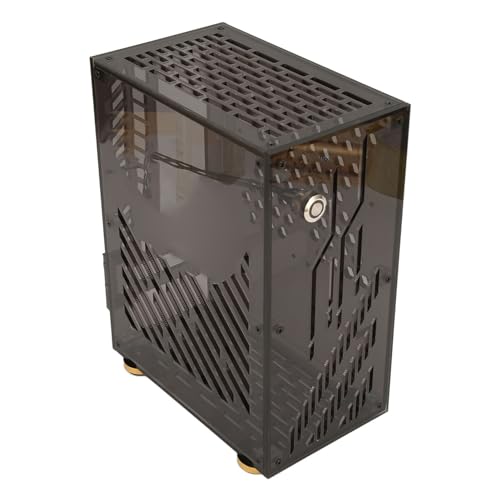 Boîtier PC Micro ITX, Conception évidée en Acrylique, Refroidissement à 360 Degrés, Mini Boîtier d'ordinateur 4,3 L pour Alimentation Flex 1U (Black)