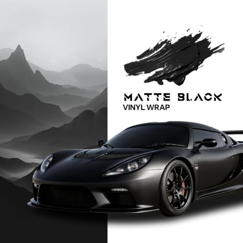 Image of RockRose 2026 Matte Black Vinyl Wrap for Cars 2 in x 30FT - Chrome Delete Car Wrap Vinyl Roll, Anti-Wrinkle & Air Release, for Exterior & Interior Pro Grade