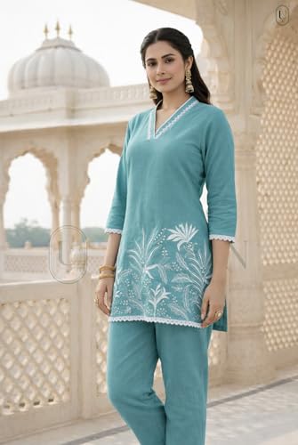 Image of SUNDARTA Women's Rayon Slub Kurta Set | Solid Straight Kurta with Pant | Elegant Ethnic Wear for Office, Casual & Festive Use