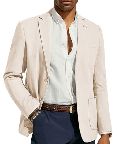PJ PAUL JONES Mens Casual Blazer Two Button Unlined Linen-Cotton